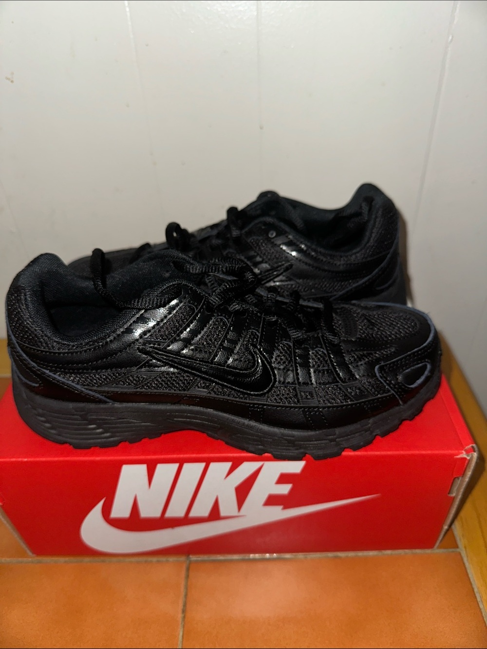 Nike P-6000 All-Black Mesh & Leather Trainer